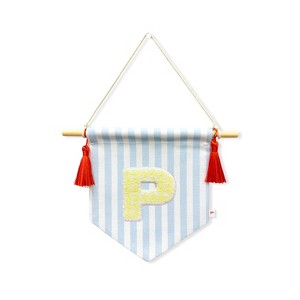 Ramus & Co. "A B C" Blue Striped Create-Your-Own Banner with Red Tassels and Chenille Letter Patch - 1 of 3