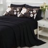 7 Piece Queen Bed in a Bag Comforter Set, Botanical Floral Print, White Flowers on Black, Reversible, Soft Microfiber, All Season - 4 of 4