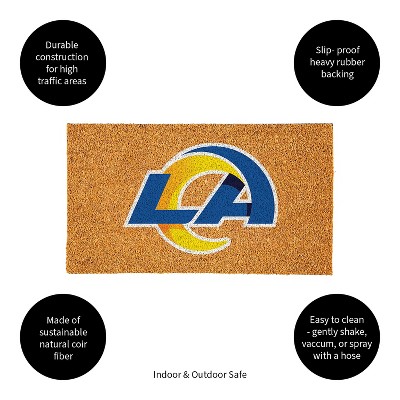 EvergreenNFLLos Angeles Rams Logo Natural Coir 28 x 16 Inches Indoor Outdoor Doormat