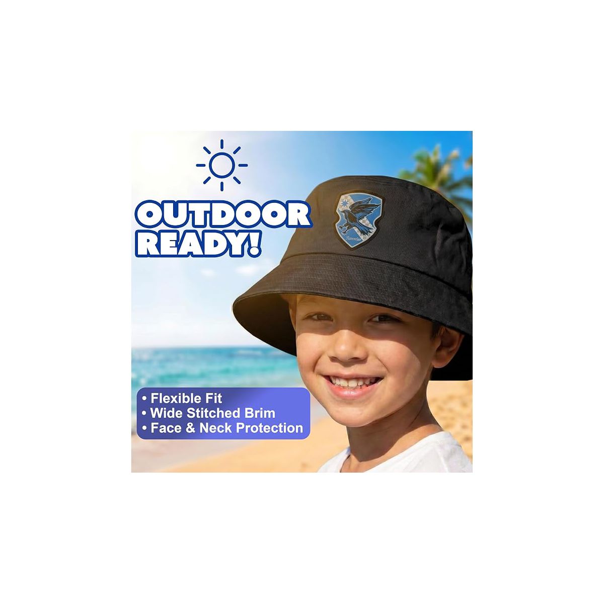 Ravenclaw Bucket Hat for Kids - Officially Licensed Harry Potter Bucket Hat, Beach Hat, Sun Hat 4-14 Black, Grey, Blue and White - thumbnail 7