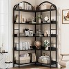Jojoka 5-Tier L Shaped Arched Corner Bookshelf,68.5" Tall Industrial Metal Frame Display Rack for Living Room - 2 of 4