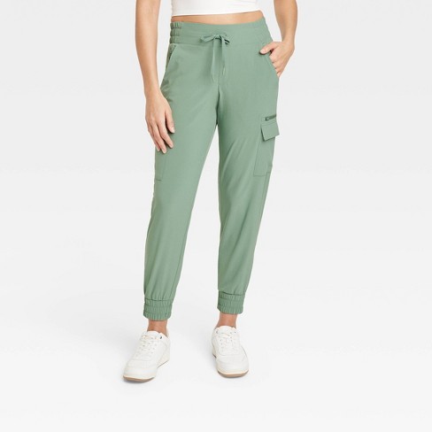 Women's Flex Woven Mid-rise Cargo Joggers - All In Motion™ Green Xl : Target