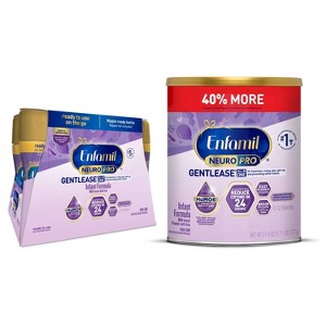 Enfamil NeuroPro Gentlease 27.4oz Powder Infant Formula + 6 Count/8 fl oz Ready to Use Infant Formula Bottles - 1 of 4
