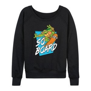 Women's - Teenage Mutant Ninja Turtles - So Board Lightweight French Terry Wide Neck Long Sleeve Shirt - 1 of 4