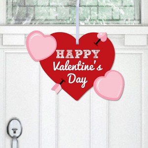 Big Dot of Happiness Conversation Hearts - Hanging Porch Valentine's Day Party Outdoor Decorations - Front Door Decor - 1 Piece Sign - 1 of 4