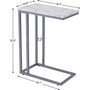 Rosary Blenn C-Shape Faux Marble Side Table - 1 of 4