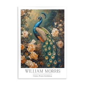 Stupell Industries Vintage Morris Inspired Blue Peacock Wall Plaque Art - 1 of 4