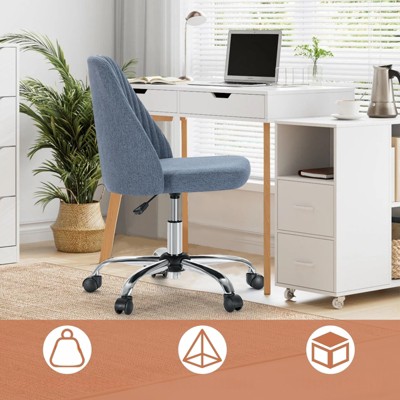 FONTOI Task and Office Chairs, Office Chair with Cross-Leg and Adjustable Height, Armless Swivel for Home Office, Blue, 20.4"*22.8"*29.3"