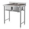 Compartment Stainless Steel Utility Sink with Backsplash, Freestanding Laundry Sink, Cleaning Washing Station for Garage, Kitchen, Backyard - 4 of 4