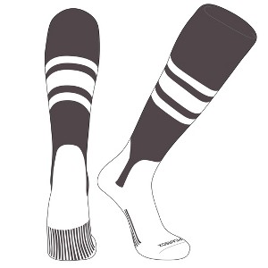 PEAR SOX OTC Baseball Softball Stirrup Socks (B, 5in) Graphite, White, White - 1 of 3