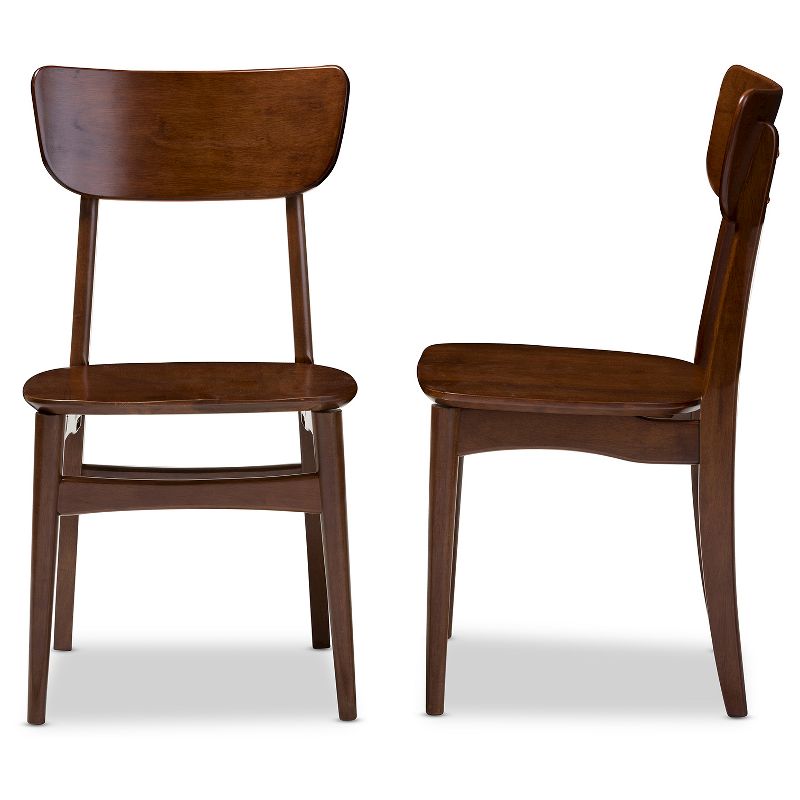 Set of 2 Netherlands Mid-century Modern Scandinavian Style Dark Walnut Bent Wood Dining Side Chairs - Baxton Studio: Solid Wood Legs, Unupholstered, 3 of 6