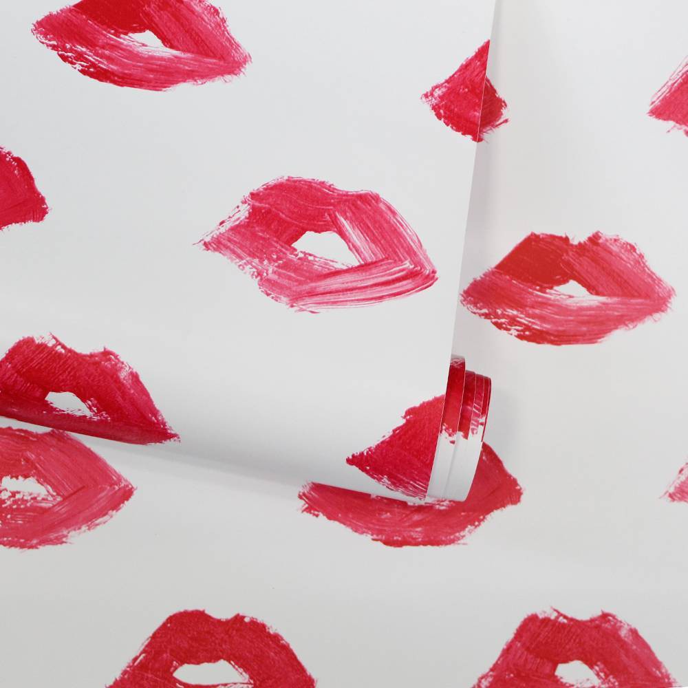 Tempaper & Co. Novogratz Painted Lips Removable Peel and Stick Wallpaper, Red Lips, 28 sq ft: Vinyl, Self-Adhesive, Peelable, Multicolor