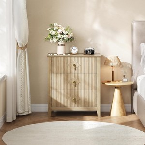 Modern Fluted Panel Nightstand, 3/6 Drawers Chest of Drawers, Bedside Storage Table for Bedroom, Living Room, Hallway, Entryway - 1 of 4