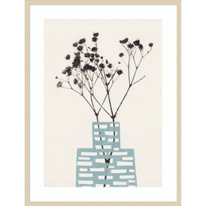 Amanti Art Gypsophila In a Blue Vase by Alisa Galitsyna Wood Framed Wall Art Print - 1 of 4