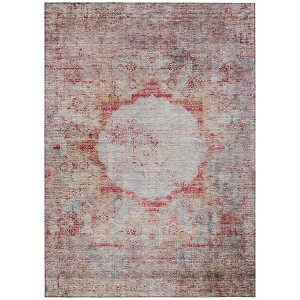 Red Gray And Blue Oriental Washable Indoor Outdoor Area Rug - 1 of 4