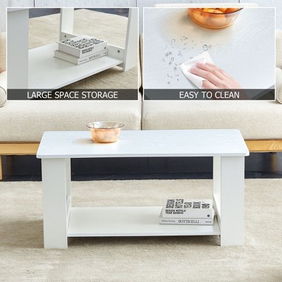 CAVINAS Rectangular Coffee Tables for Living Room, A Modern and Practical Coffee Table, the Double Layered Coffee Table, MDF material
