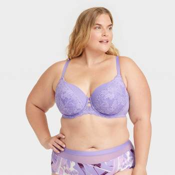 Plus Size Push Up Bras for Women Lingerie for Womens Underwire Bra Lace  Floral Bra Unlined Unlined Plus Size Full Coverage Bra (Purple, 38/85C)