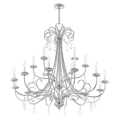 Elegant Polished Chrome & Crystal 18-Light Chandelier