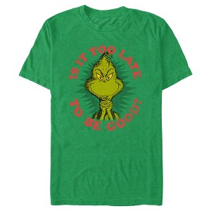 Men's Dr. Seuss Christmas Grinch Is it too Late T-Shirt - 1 of 3