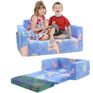 Inhand Kids Sofa, 2-in-1 Soft Toddler Couch Fold Out, Toddler Chair Comfy with Cute Designs, Convertible Sofa to Lounger for Girls and Boys - 1 of 4