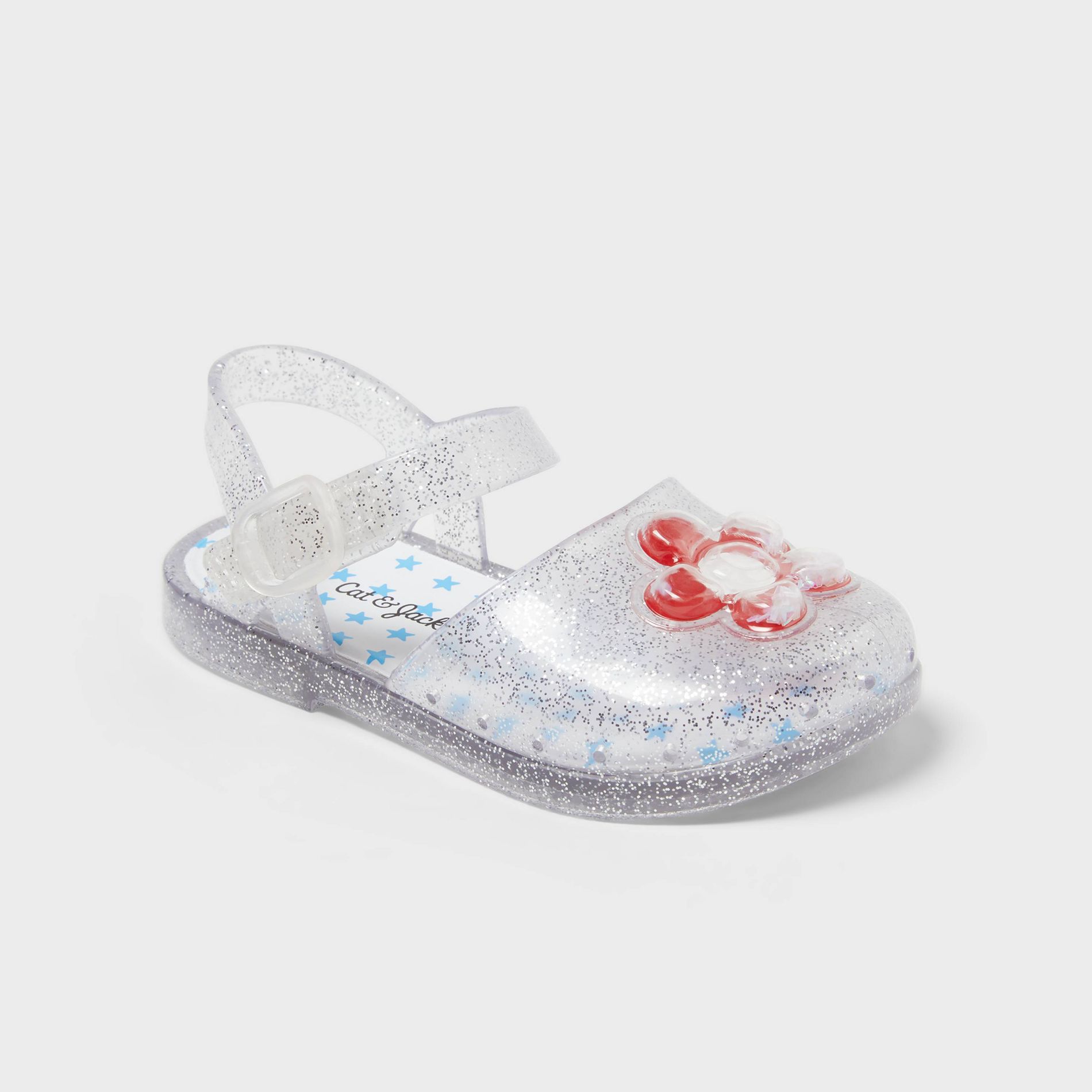 Toddler Girls' Casual Sandals with Flower Ornament - Cat & Jack™ Clear