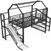Bellemave Full House Loft bed with Slide and Stairs, Metal Playhouse Bed with Storage Shelves, House-shaped Roof and Noise-free Design, Black - 3 of 4