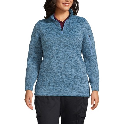 Lands' End Women's Sweater Fleece Quarter Zip Pullover