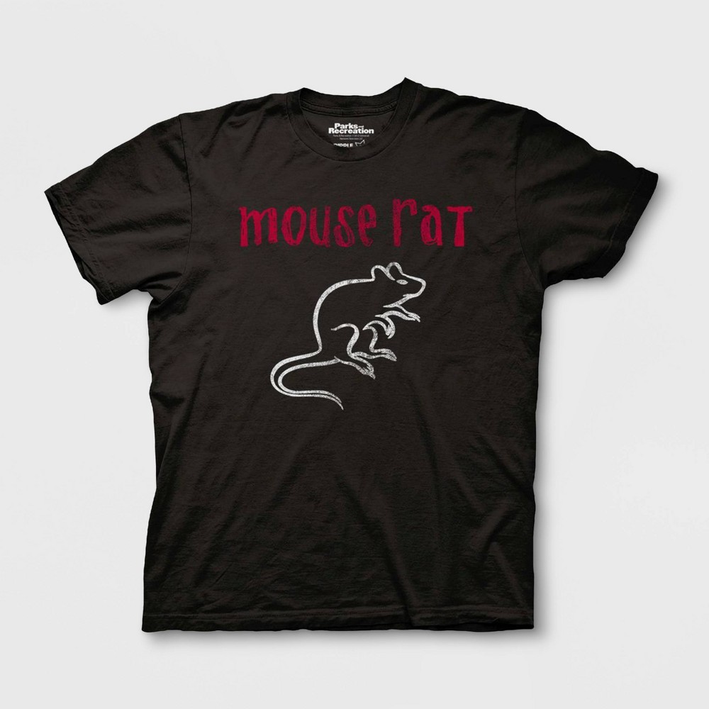 Men's Parks and Recreation Mouse Rat Short Sleeve Graphic T-Shirt - Black M was $12.99 now $8.0 (38.0% off)