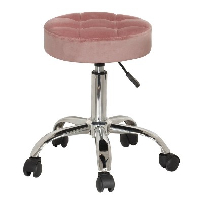 Nora Tufted Adjustable Backless Metal Vanity Stool Pink