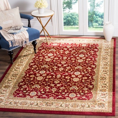 Lyndhurst Red and Ivory 4' Square Synthetic Area Rug