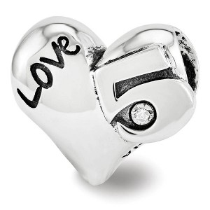 Black Bow Jewelry Sterling Silver with Crystals 5th Anniversary Heart Bead Charm - 1 of 4