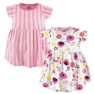Touched by Nature Big Girls and Youth Organic Cotton Short-Sleeve Dresses 2pk, Botanical, 7 Years - 1 of 1