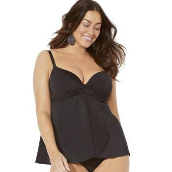 Swimsuits For All Women's Plus Size Bra Sized Faux Flyaway Underwire  Tankini Top, 42 Dd - Neutral Floral : Target