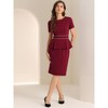 INSPIRE CHIC Women's Crew Neck Short Sleeve Business Elegant Office Peplum Sheath Dresses - 3 of 4