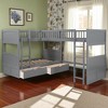 Triple Twin Bunk Bed with Attached Loft, Storage Drawers, Built-In Ladder and Play Area, Wood Frame - 4 of 4