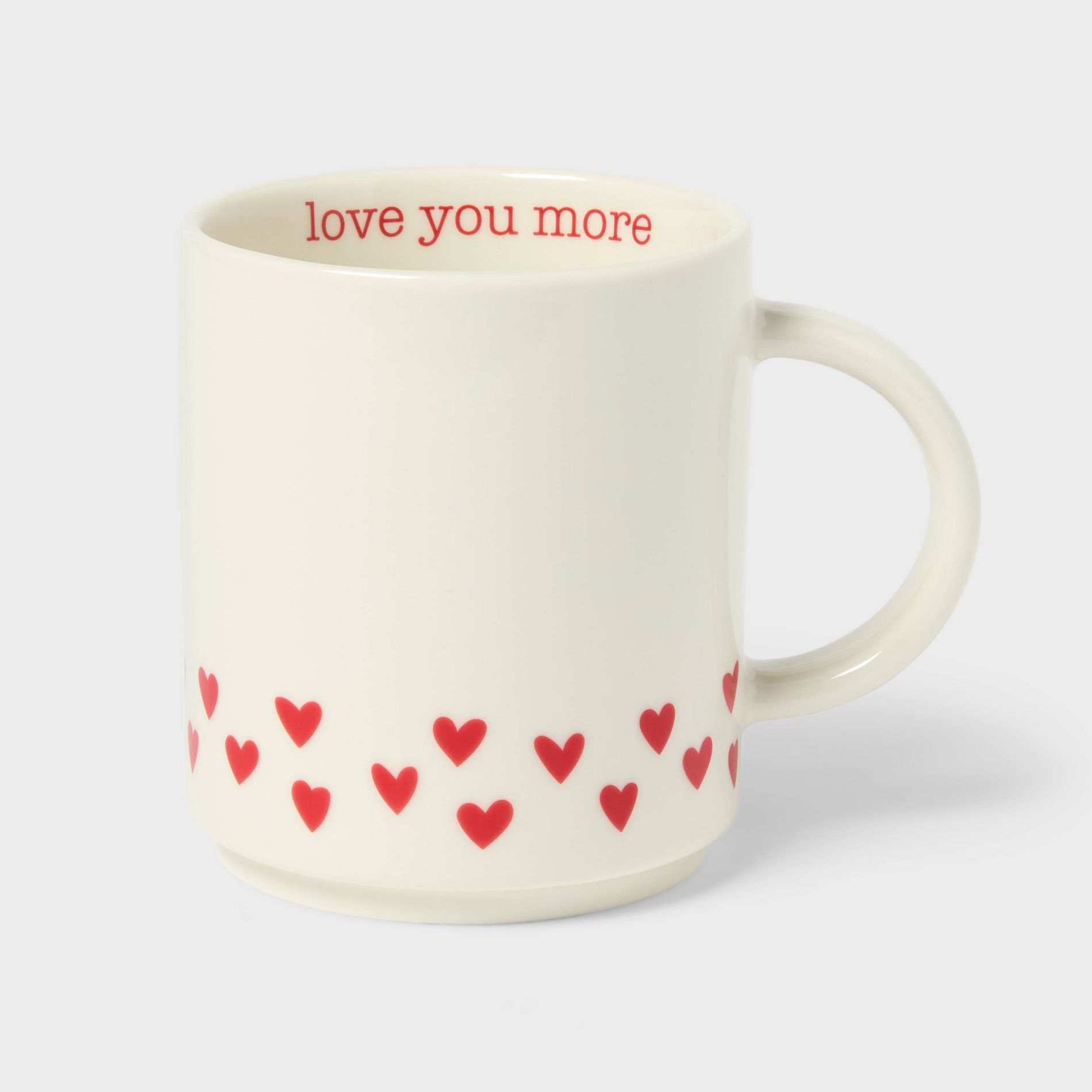 14oz Stoneware Love You More Hearts Stacking Mug White - Spritz™