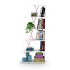 INFURNIC Decorative Bookshelf 5 Tier Ladder Storage Shelf Narrow Design high-quality materials for Office, White, 7"*25"*57" - 3 of 4