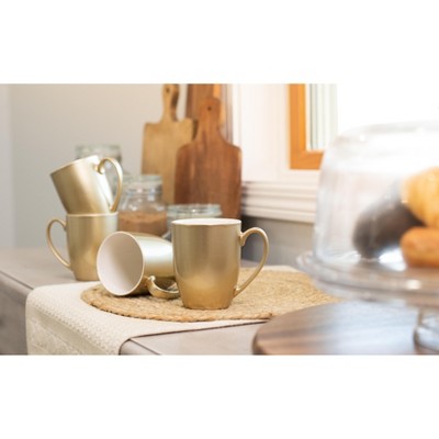 Gold Ceramic Mug with Winter Design, 12 oz