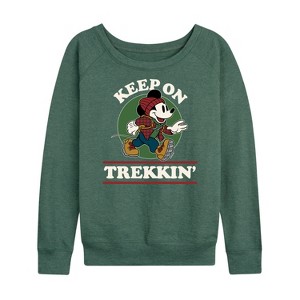 Women's - Disney - Keep On Trekkin Lightweight French Terry Wide Neck Long Sleeve Shirt - 1 of 4