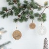 FURNIinspire Decorative Holiday Scene Props Set of 12 Wood Hanging Circle with Snow Cut for Christmas Tree, Party, Brown, 6"*6"*0.4" - 3 of 4