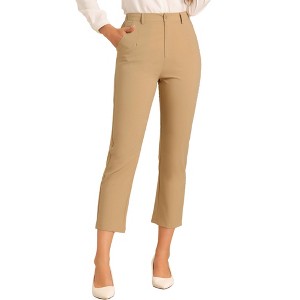INSPIRE CHIC Women's High Waist Elastic Back Two Slant Pockets Office Work Ankle Pants - 1 of 4