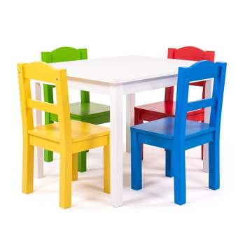 5pc Kids' Wood Table and Chair Set White - Humble Crew