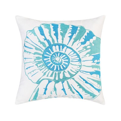 C&F Home 18" Nautilus Shell Cotton Watercolor Accent Pillow – Coastal Beach Decor