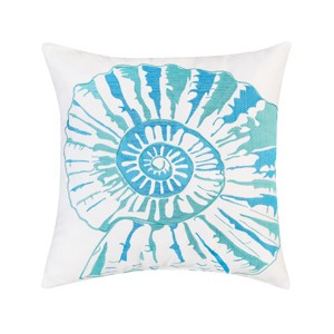 C&F Home 18" Nautilus Shell Cotton Watercolor Accent Pillow – Coastal Beach Decor - 1 of 1