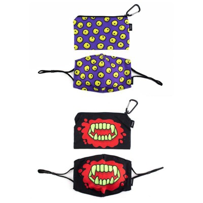 Ed Heck Halloween 4-Piece Adult Face Mask & Travel Pouch Set