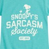Girls' - Peanuts - Snoopy Sarcasm Society Fitted Short Sleeve Graphic T-Shirt - 2 of 4