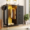 Aheaplus Dresser for Bedroom with Clothes Rack & Mirror, 5 Drawers Dresser with Charging Station & LED Lights - 3 of 4