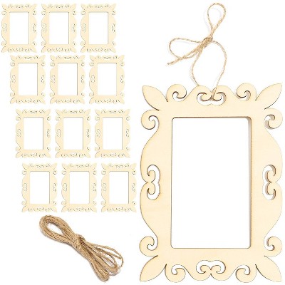 12 Packs Unfinished Mini Wood Frames, Wooden Frame Cutout for DIY Craft Home Decoration Project, 5 x 7 inches