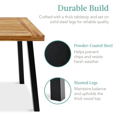 Rustic Acacia Wood 6-Person Dining Table with Metal Legs