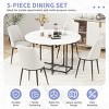 5-Piece Modern Round Dining Set with Drop-Leaf Table and 4 Upholstered Chairs, Space-Saving Expandable Design, Faux Marble Top-Cuddlewood - 3 of 4